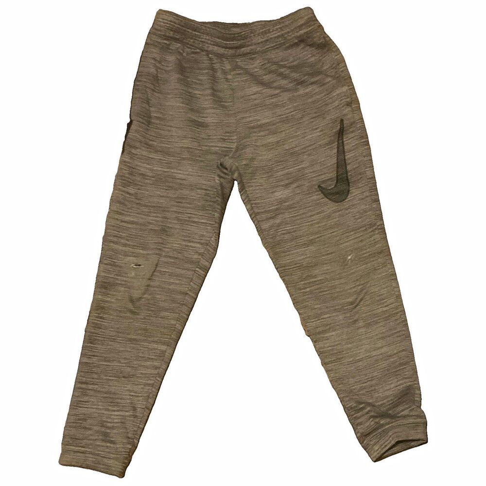 Boys S Nike Gray Heathered Jogger Pants Logo Pull-On Elastic Waist